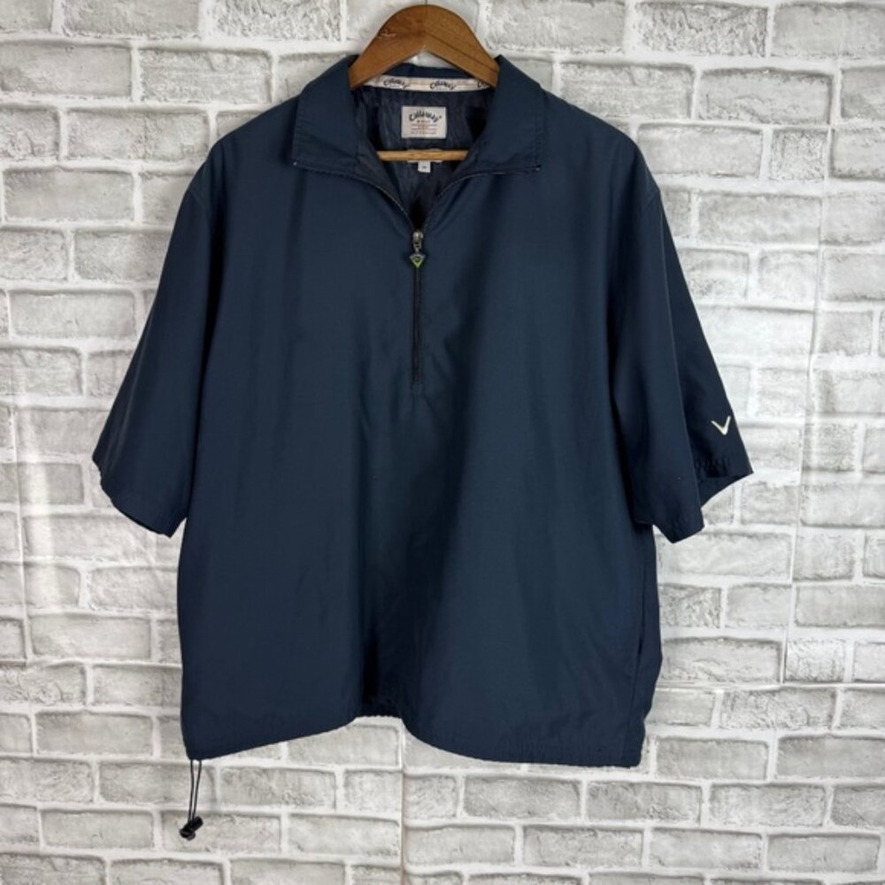 Callaway Golf Brushed Microfiber Poly Navy Half Zip Windbreaker Jacket MEDIUM